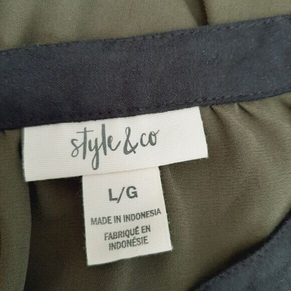 STYLE & CO Boho Peasant Blouse Floral Embroidered Flowy Bell Sleeve Sz L - Picture 14 of 15